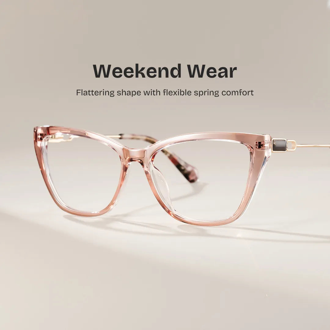 Celeste Beige Floral Cat Eye Glasses for Women | ZEELOOL