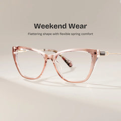 Celeste Beige Floral Cat Eye Glasses for Women | ZEELOOL
