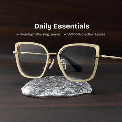 Square Gold Eyeglasses- Max Metal Frame Glasses