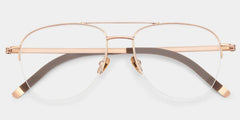 Grayson Half Rim Aviator Eyeglasses in Gold Wide Frames | ZEELOOL
