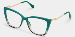 Awilda Cateye Green Eyeglasses with Two-Tone Frames