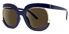 Darice Round Dark-Blue Sunglasses | Zeelool Glasses
