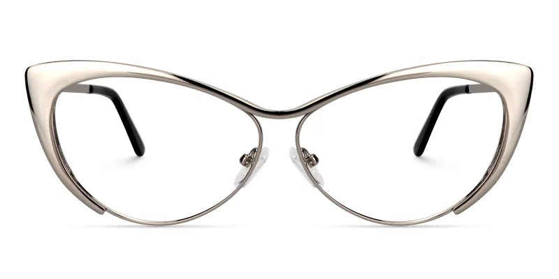 Ellen Cat eye Silver Eyeglasses and Metal Browline Frame