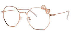 Kaitlyn Geometric Rose-Gold Thin Frame Glasses with Bow