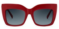 Alberta Rectangle Sunglasses with Red Frames