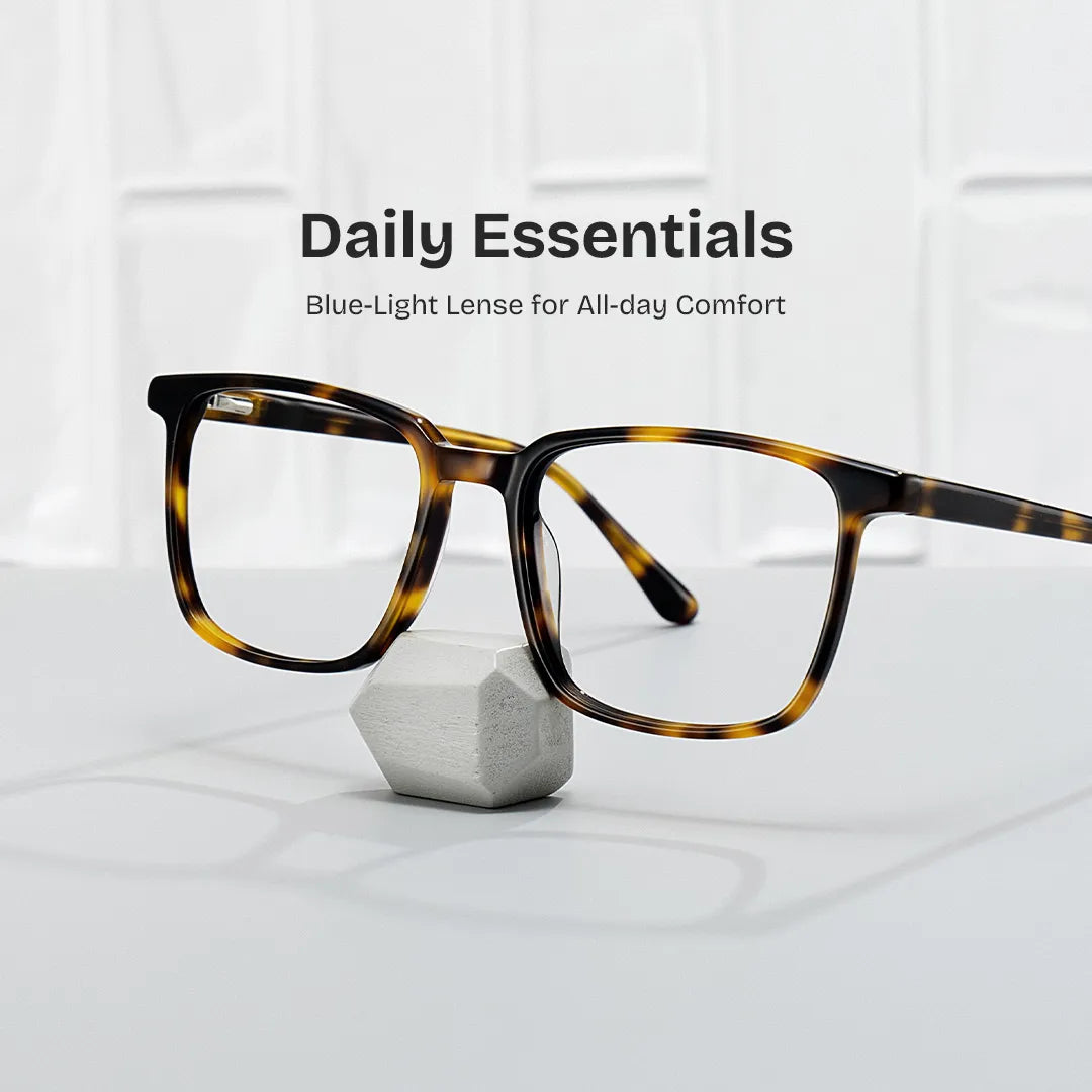 Rectangle Tortoise Eyeglasses- Aidan Acetate Frame Glasses