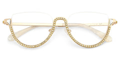 Half Frame Cat Eye Glasses With Shiny Diamonds