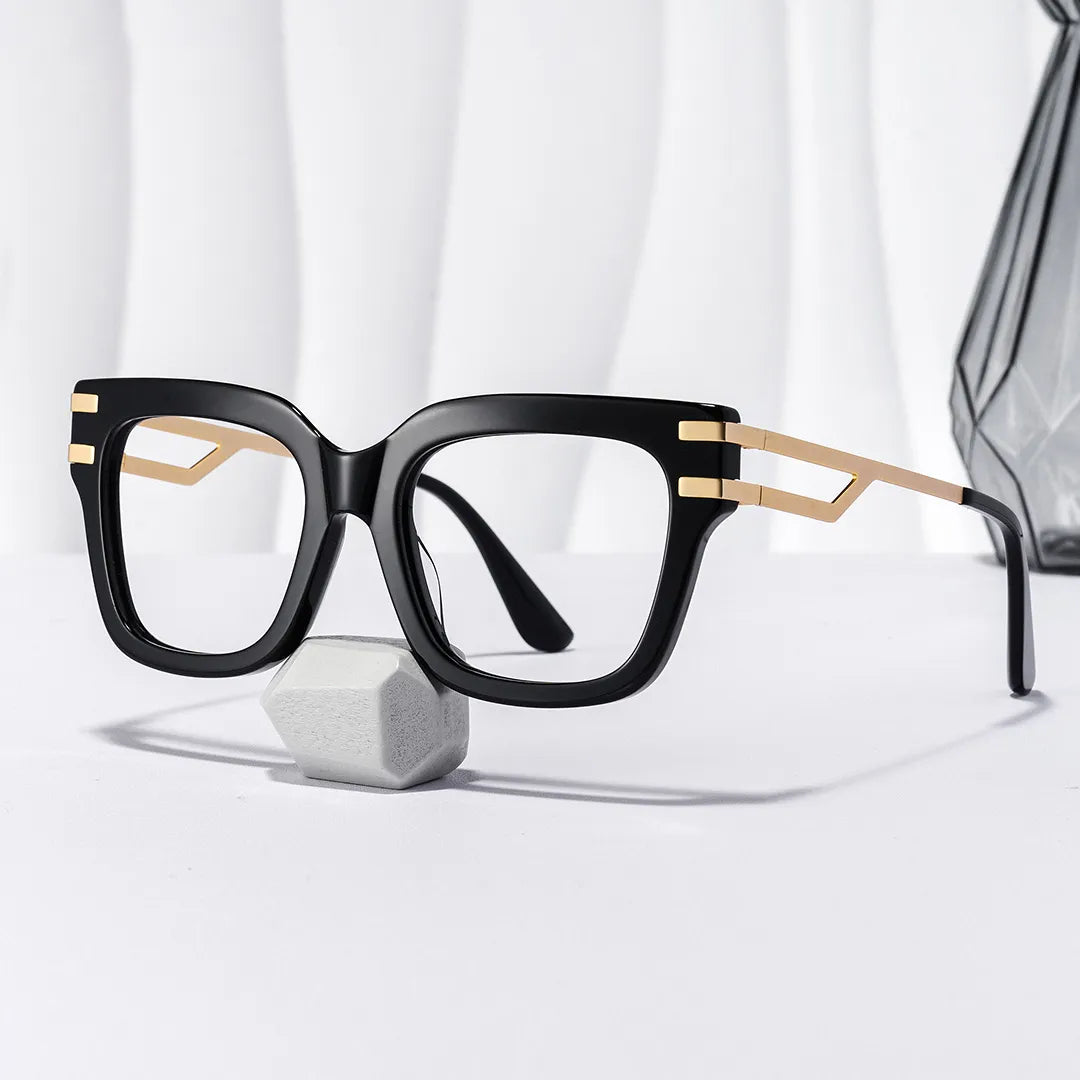 Square Cat-Eye Glasses With Black Color