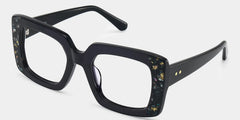 Sable Thick Black Square Frame Glasses with Colored Diamonds | ZEELOOL