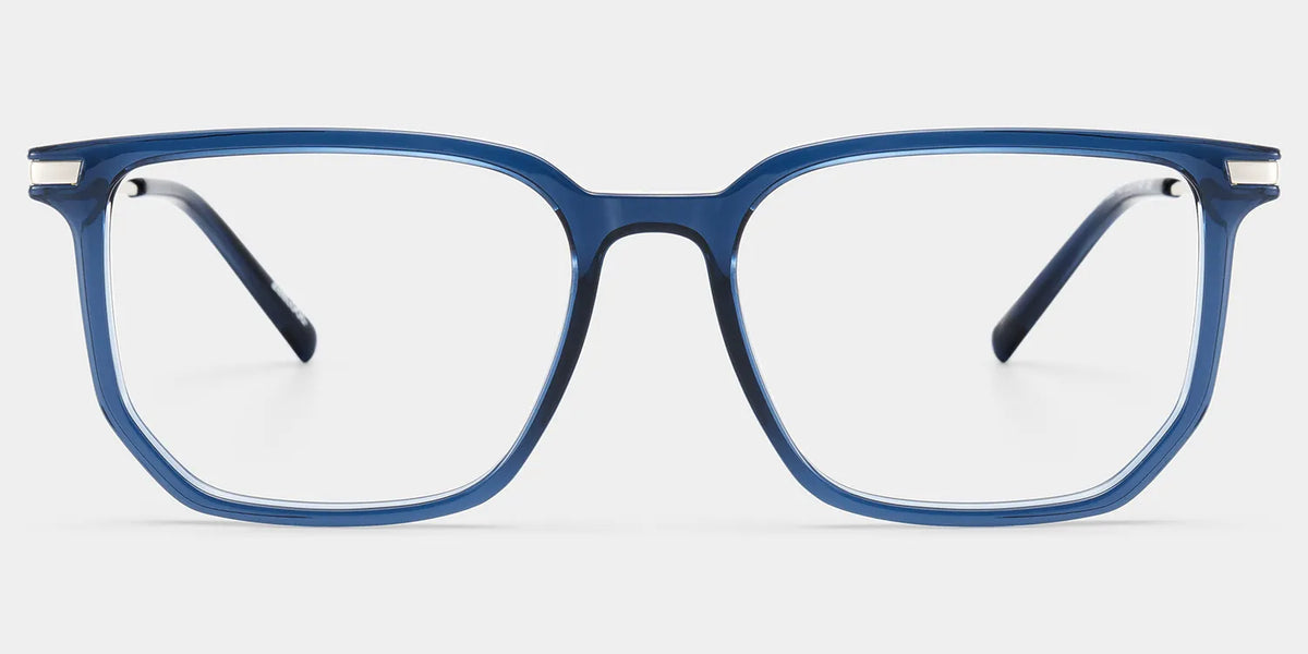 Michelle Blue Full Rim Rectangle Eyeglasses with 尾-Titanium Arms | ZEELOOL