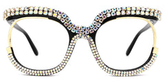 Veasley Square Multicolor Rhinestone Studded Glasses