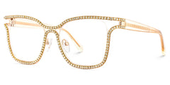 Half Rim Square Glasses With Decorated Shiny Diamonds