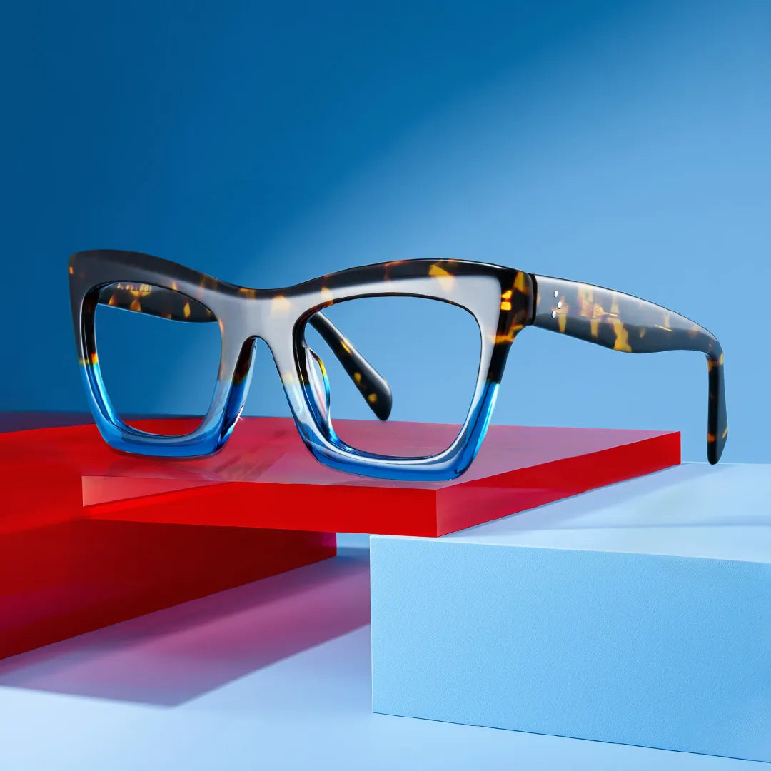 Benitez Square Blue-Tortoise Frame Glasses | Zeelool