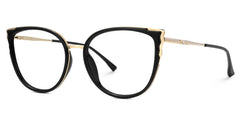 Estrada Cateye Black Eyeglasses with Mixed Materials -Zeelool