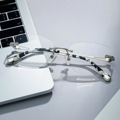 Rectangle Silver Eyeglasses- Seth Metal Frame Glasses