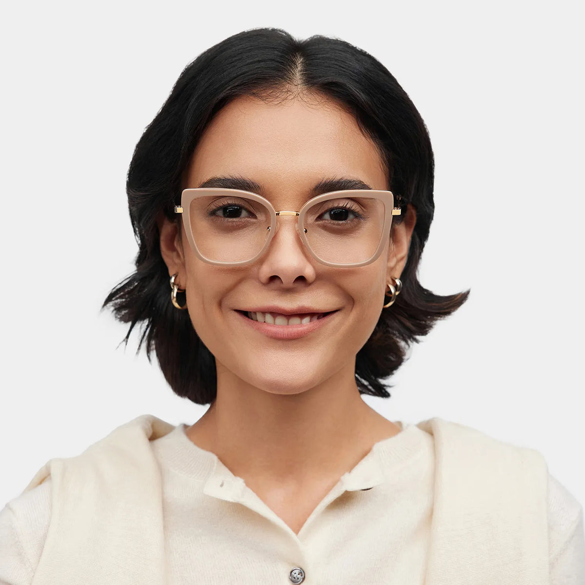 Leila Beige Frame Glasses with Butterfly Frame Online | ZEELOOL