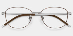 Nicole Brown Metal Glasses in Wide Rectangle Frames | ZEELOOL