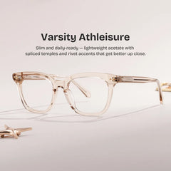 Angela Beige Clear Rectangle Glasses Frames | ZEELOOL