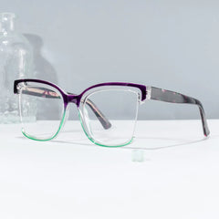 Square Cadogan Purple-Green Frame Glasses | Zeelool