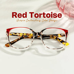 Square Tortoise Eyeglasses With Red Color Matching