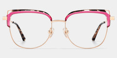 Samson Pink Square Glasses With Tortoiseshell Color-Block Design