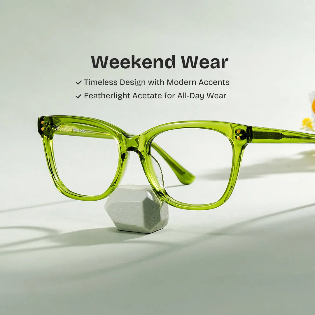 Vivienne Green Frame Glasses with Rectangle Frame Online | ZEELOOL