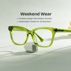 Vivienne Green Frame Glasses with Rectangle Frame Online | ZEELOOL