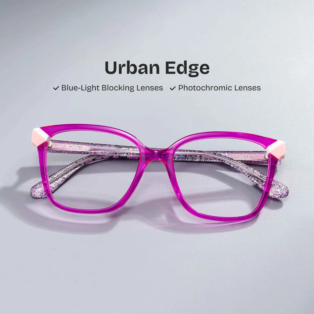 Thin Neon Pink Glasses Frame with a Square Shape