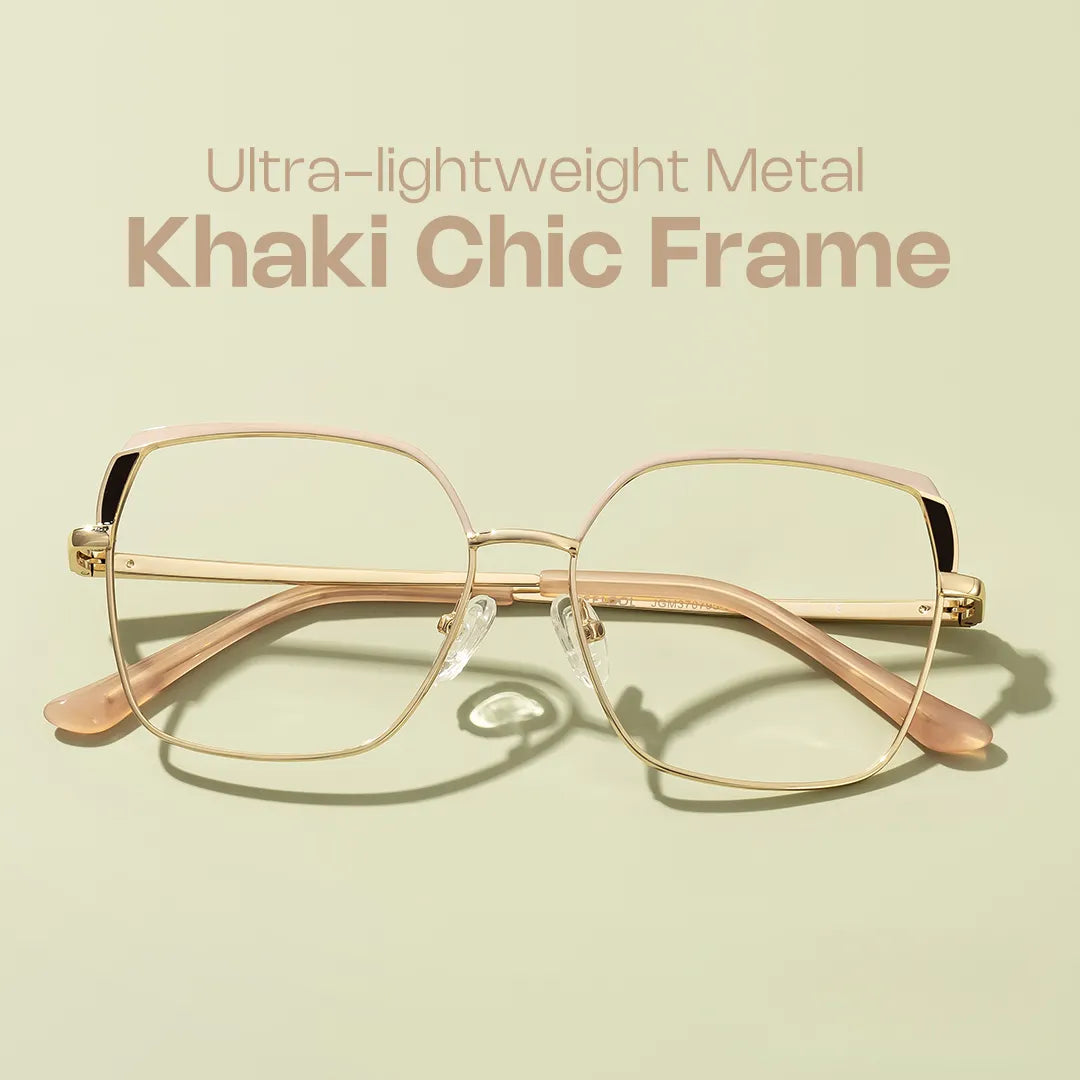 Shayla Metal Square Pink Brown Frame Glasses | Zeelool