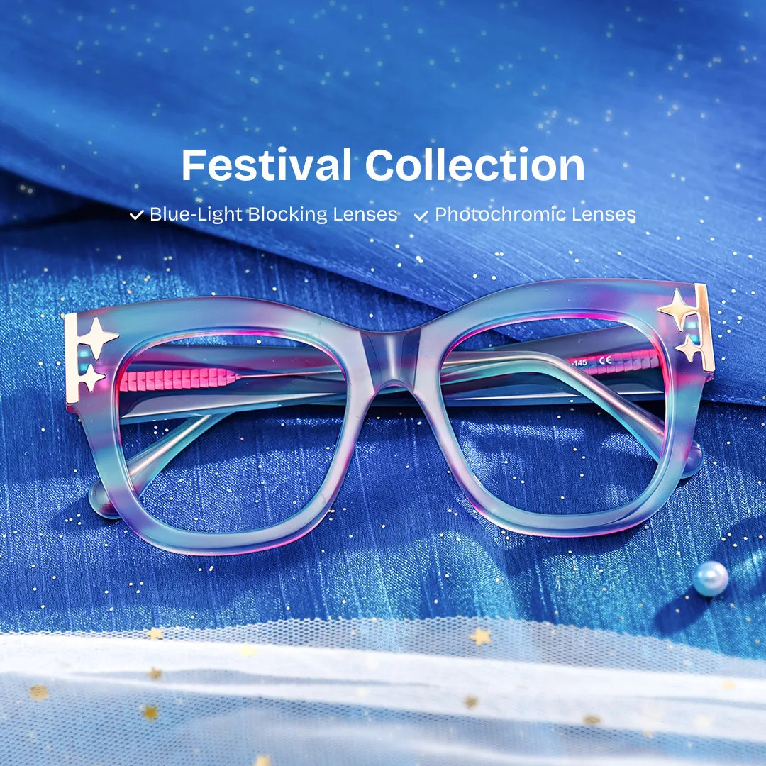 Designer Minfia Eyeglasses Blue Purple Frames Glasses