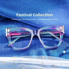 Designer Minfia Eyeglasses Blue Purple Frames Glasses