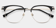 Oversized Browline Glasses With Black and Matte Gold Color