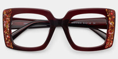 Sable Square Red Maroon Glitter Eyeglass Frames | ZEELOOL