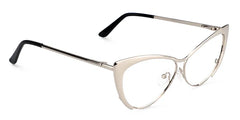 Ellen Cat eye Silver Eyeglasses and Metal Browline Frame