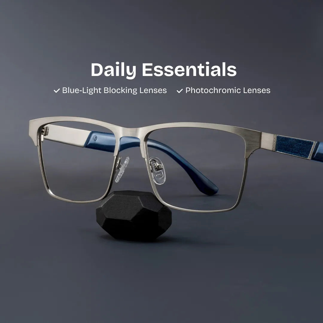 Jasper Eyeglasses in Browline Silver Frame | Zeelool