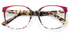 Square Tortoise Eyeglasses With Red Color Matching