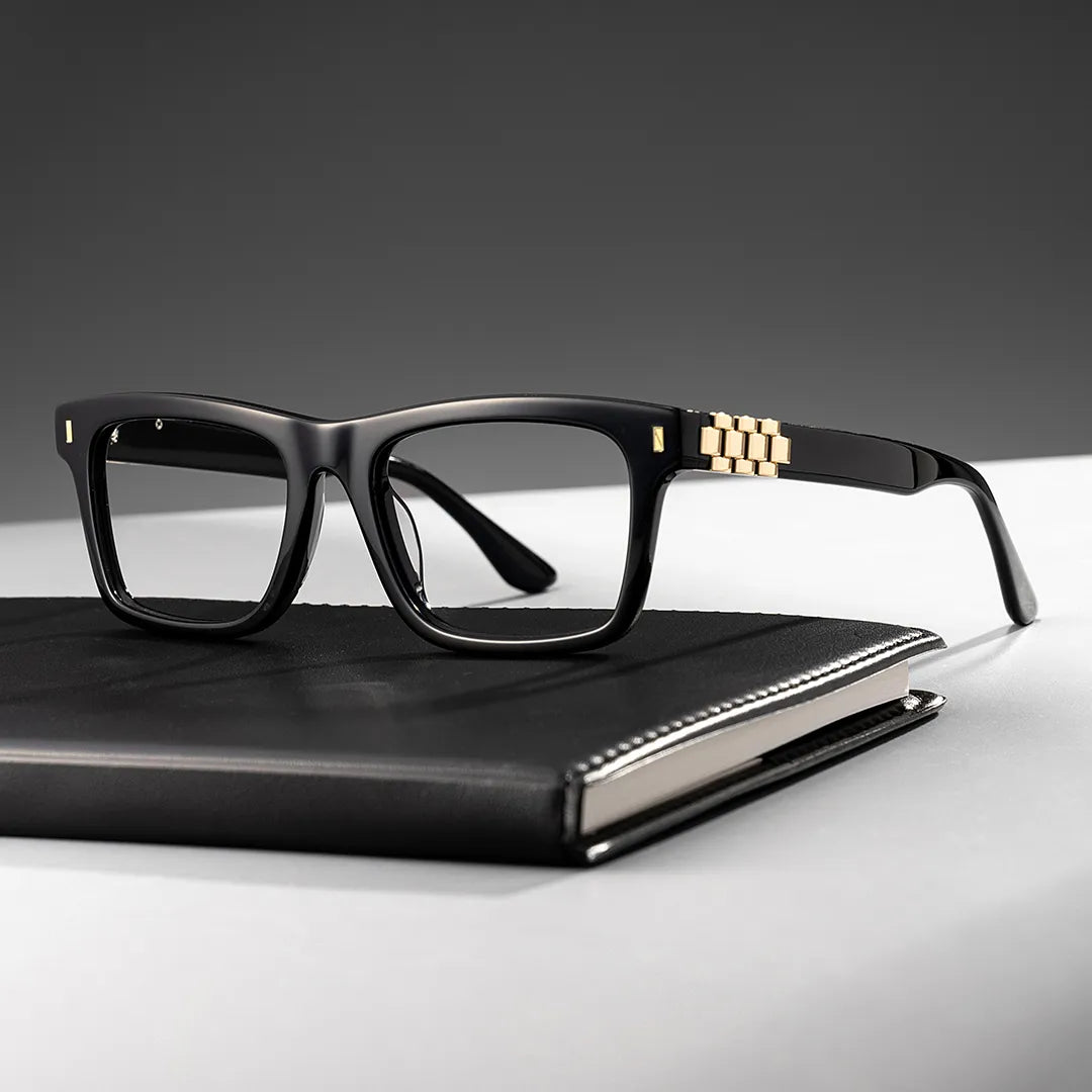 Men's Black Eyeglasses With Rectangle Shape