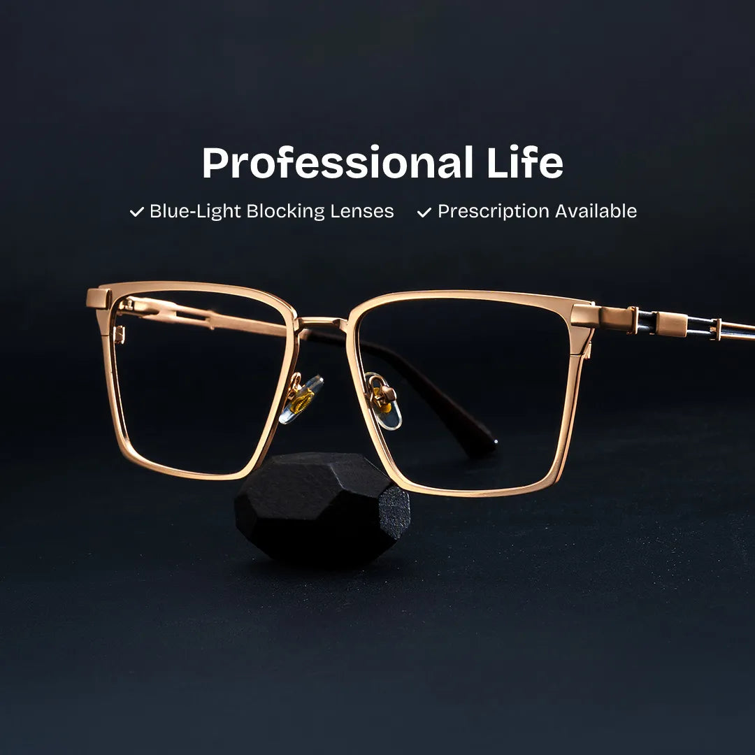 Finn Eyeglasses in Rectangle Gold Frame | Zeelool