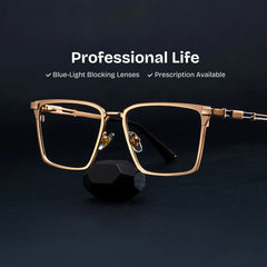 Finn Eyeglasses in Rectangle Gold Frame | Zeelool