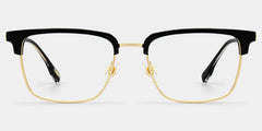 Audrey Black Eyeglasses with Gold Trim in Browline Shape | ZEELOOL