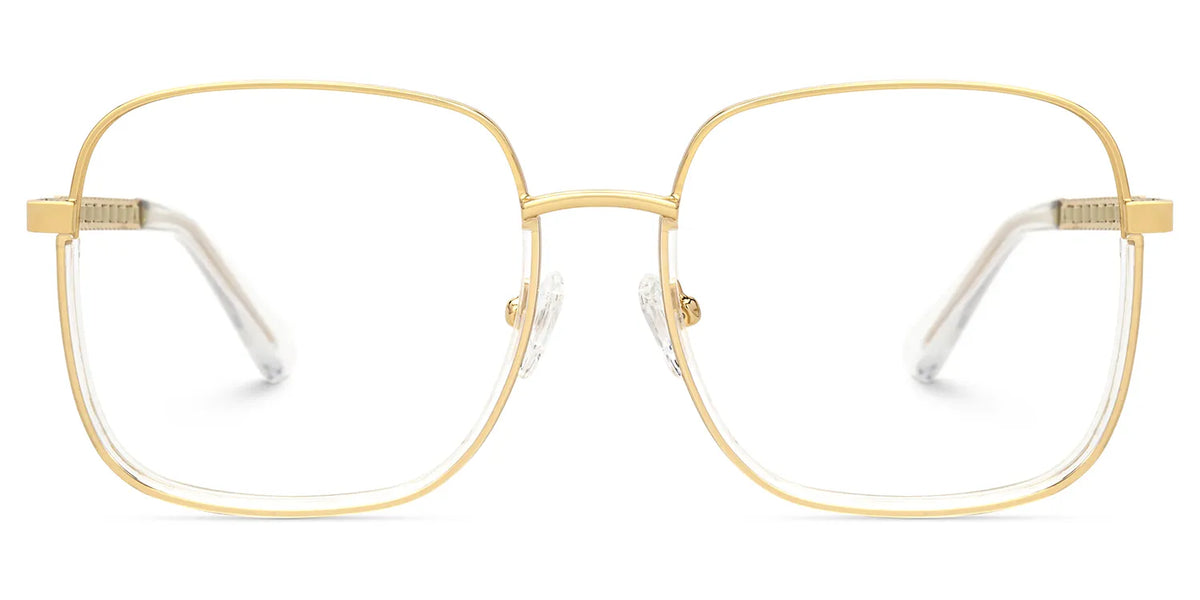 Perfecta Square Clear and Gold Prescription Glasses | Zeelool