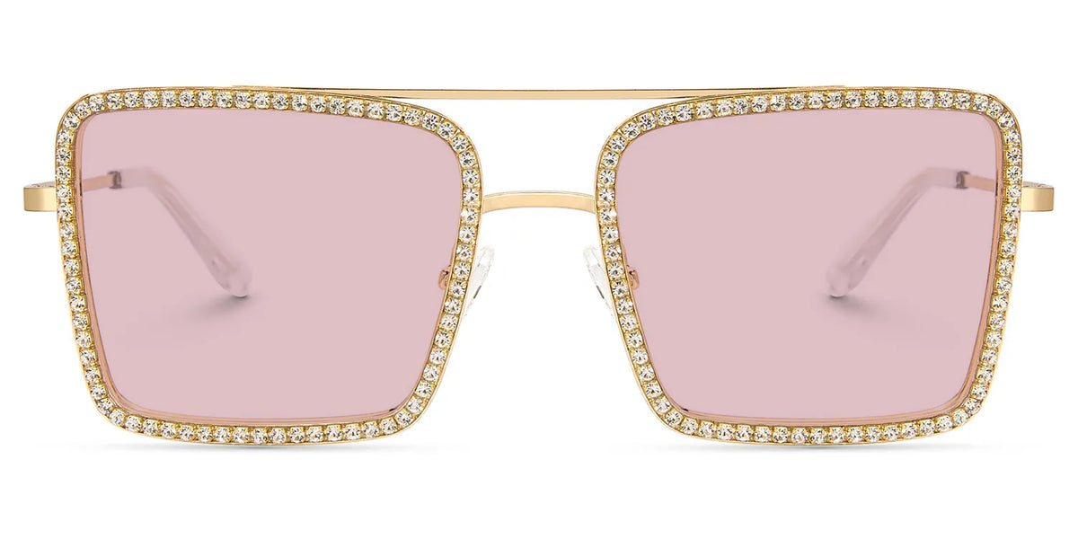 Diva Frame Sunglasses, Gold Glitter Sparkle Square Eyeglasses