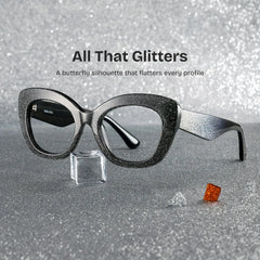 Mireille Butterfly Black Glasses with Bling on the Side | ZEELOOL