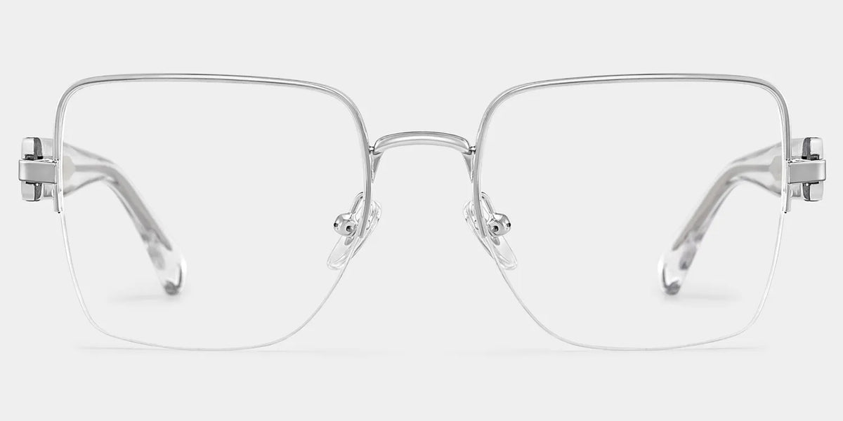 Lauren Silver Frame Glasses with Square Frame Online | ZEELOOL