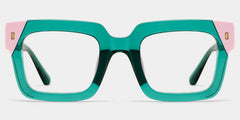 Square Green Pink Eyeglasses- Sarah Acetate Frame Glasses
