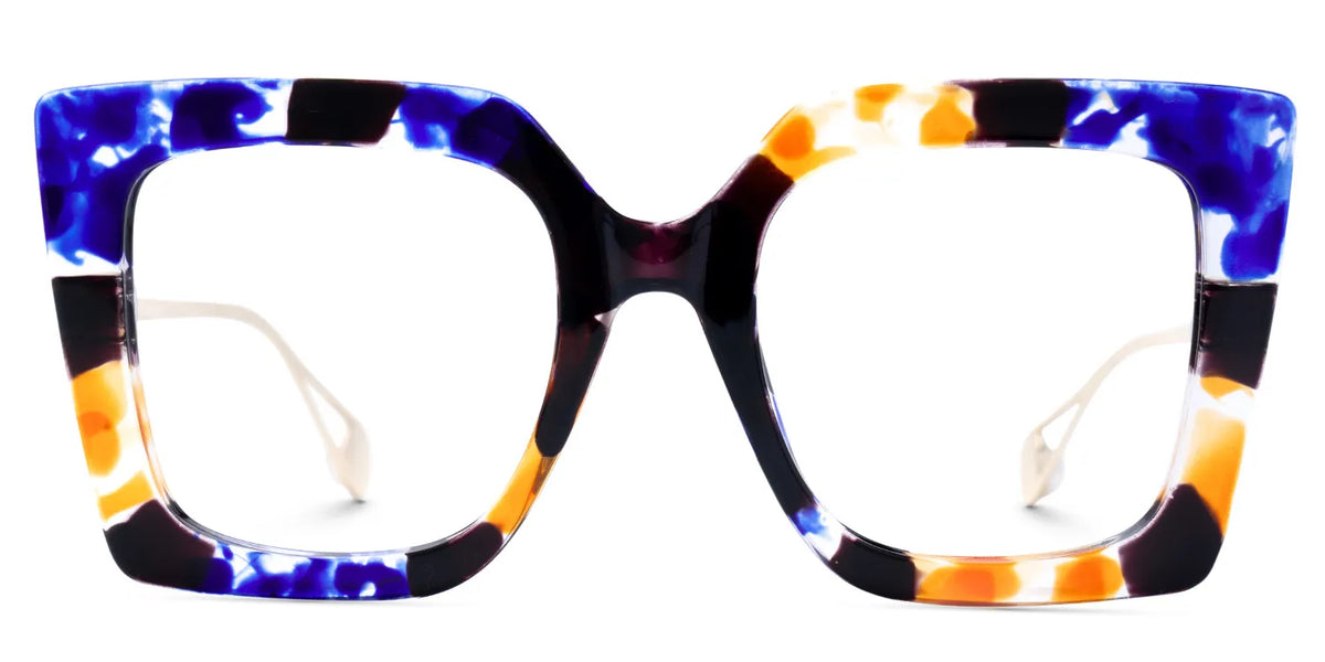 Qatar Square Blue/Black Eyeglasses & Floral Thick Frames
