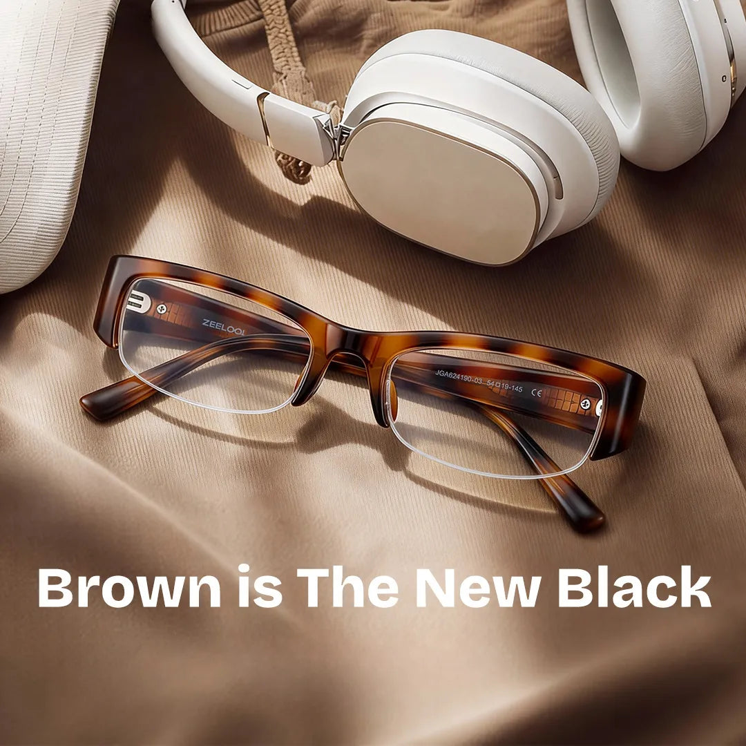 Trevor Brown Half Frame Tortoise Rectangle Glasses | ZEELOOL