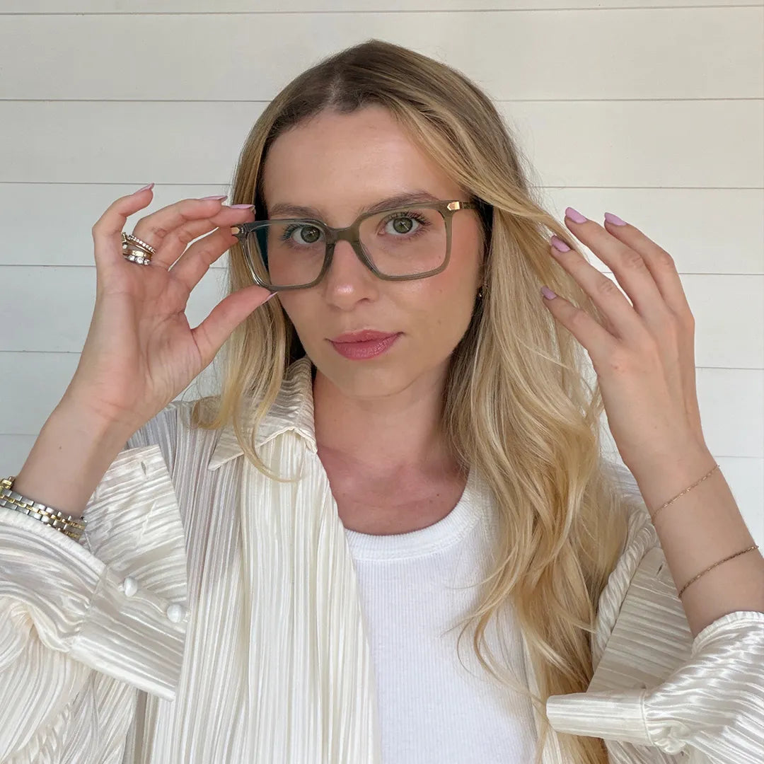 Thin Rectangle Glasses Frames in Green Color