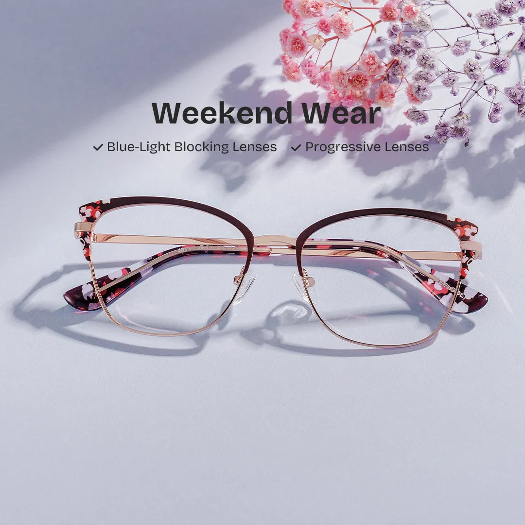 Mariana Brown Frame Glasses with Rectangle Frame Online | ZEELOOL