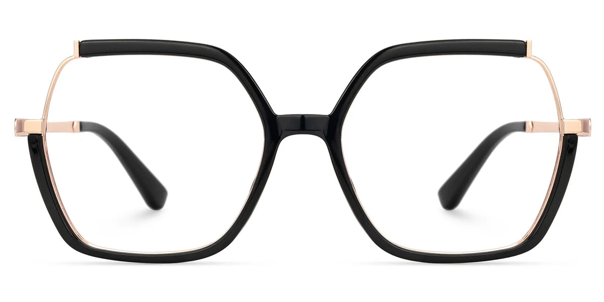 Alexia Mixed-Materials Square Black Frame Glasses | Zeelool